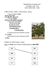 Đề kiểm tra Cuối học kỳ I môn Tiếng Việt Lớp 1 - Năm học 2021-2022 (Bộ sách Chân trời sáng tạo)